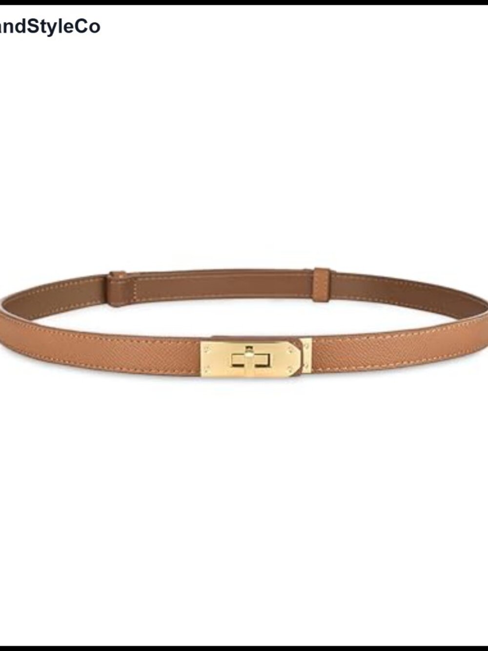 Skinny Leather Belt with Turn-Lock Buckle for Dresses & Jeans